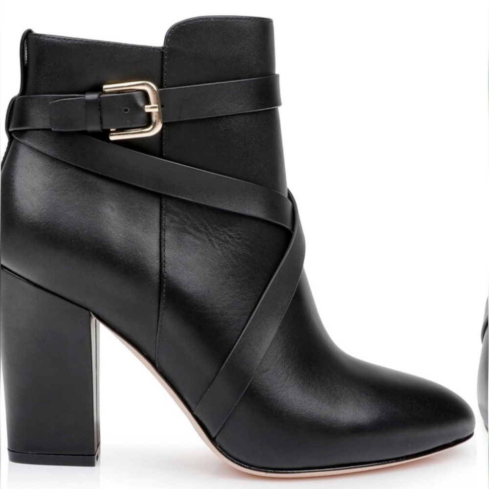 L'AGENCE Boots Francine Pointed Toe Block Heel Booties Buckles ..Size 11